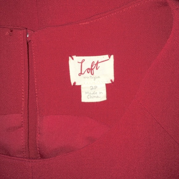 LOFT Pleated Red A-line Dress - Picture 3 of 4